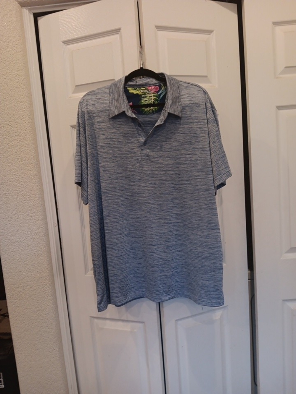 Birdie Bound Mens Blue Mottled Polo Shirt Size 3XL